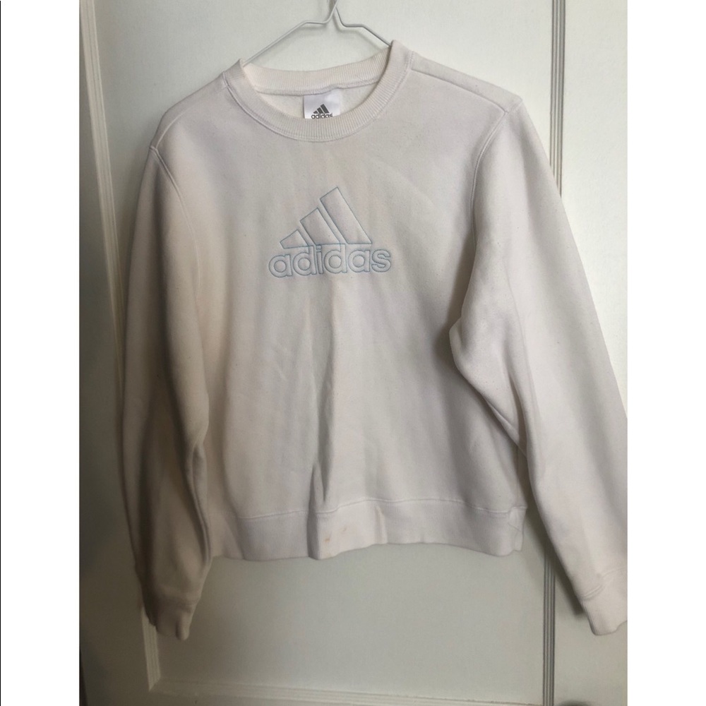 Adidas white crew neck sweatshirt